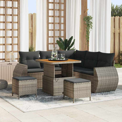 Havesofa Sæt 8 pcs Grå polyrattan