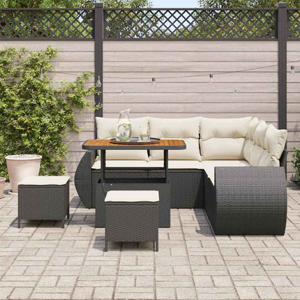 Havesofa Sæt 8 stk. Sort polyrattan