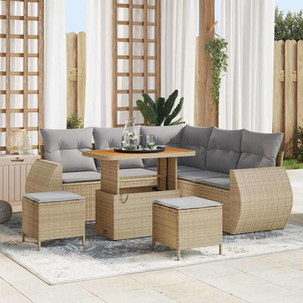 Havesofa Sæt 8 pcs Beige polyrattan