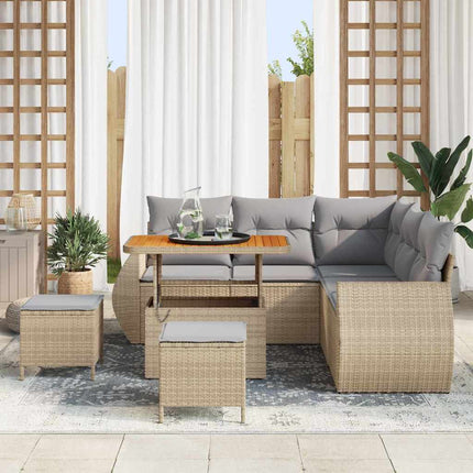 Havesofa Sæt 8 pcs Beige polyrattan