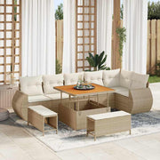 Havesofa Sæt 9 pcs Beige polyrattan
