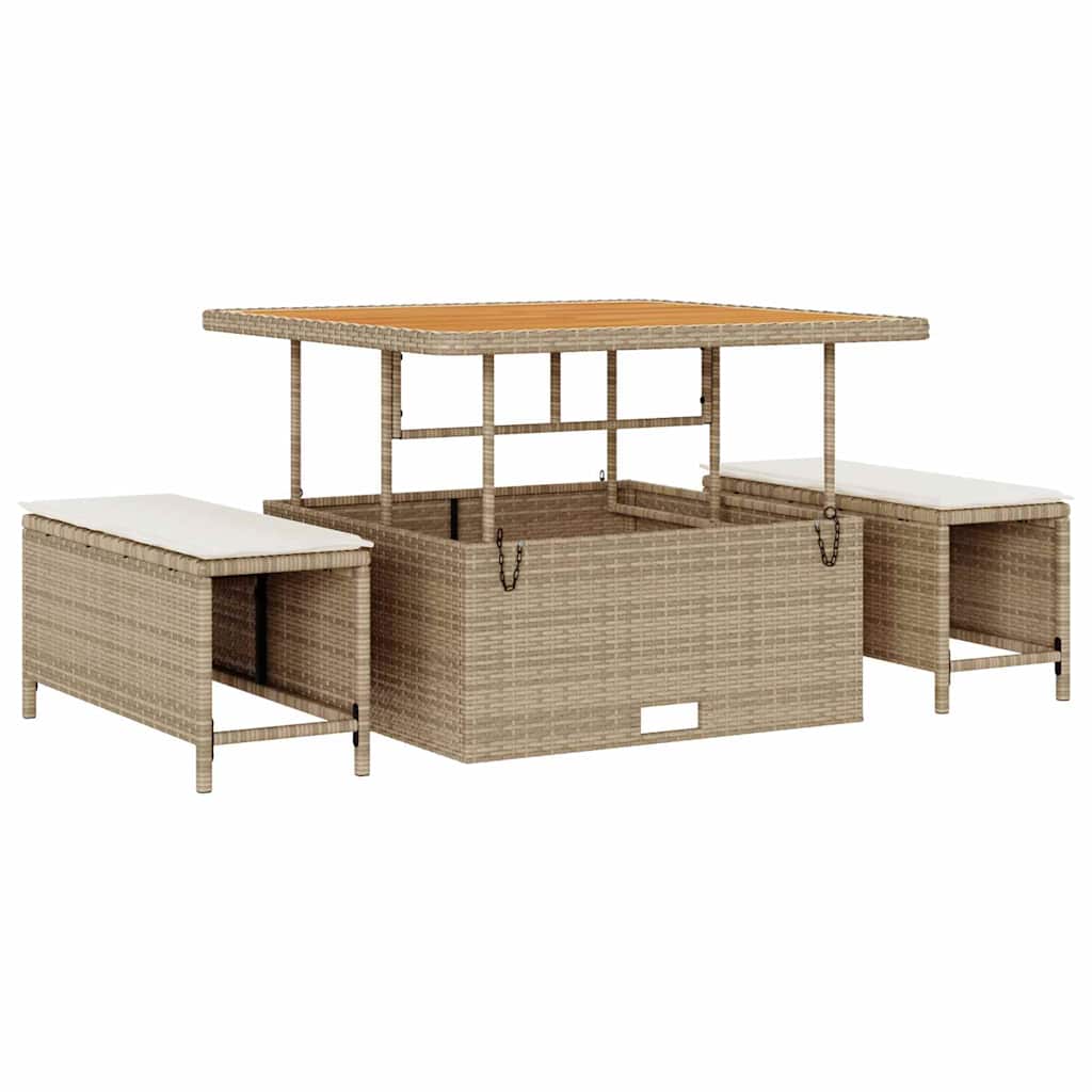 Havesofa Sæt 9 pcs Beige polyrattan