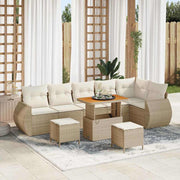 Havesofa Sæt 9 pcs Beige polyrattan