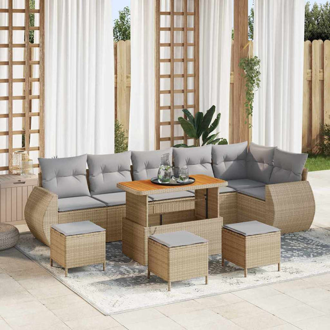 Havesofa Sæt 10 pcs Beige polyrattan