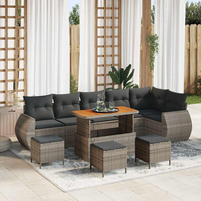 Havesofa Sæt 10 pcs Grå polyrattan