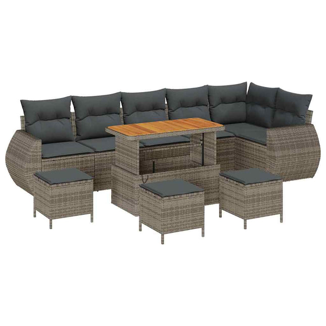 Havesofa Sæt 10 pcs Grå polyrattan