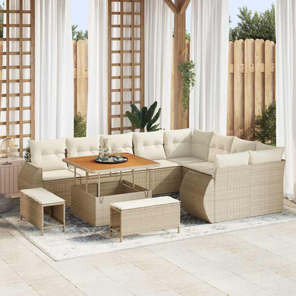 Havesofa Sæt 12 pcs Beige polyrattan