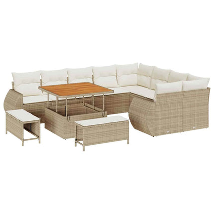 Havesofa Sæt 12 pcs Beige polyrattan