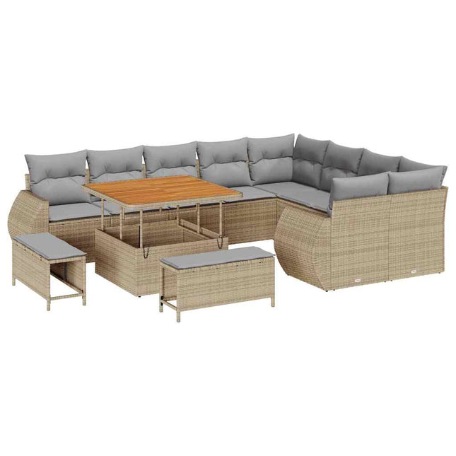 Havesofa Sæt 12 pcs Beige polyrattan
