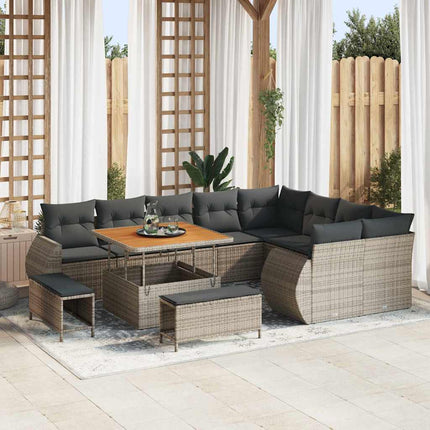 Havesofa Sæt 12 pcs Grå polyrattan