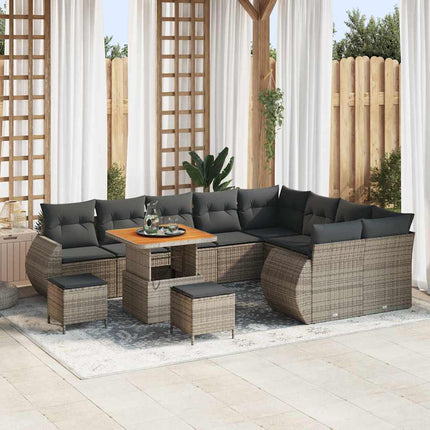 Havesofa Sæt 12 pcs Grå polyrattan