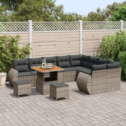 Havesofa Sæt 12 pcs Grå polyrattan