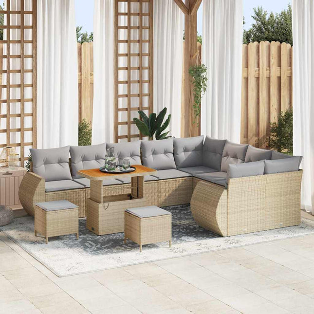 Havesofa Sæt 12 pcs Beige polyrattan