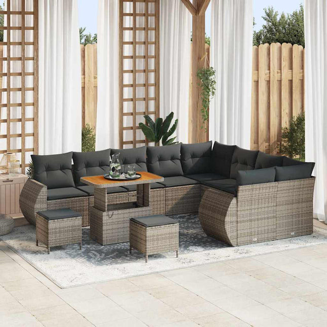 Havesofa Sæt 12 pcs Grå polyrattan