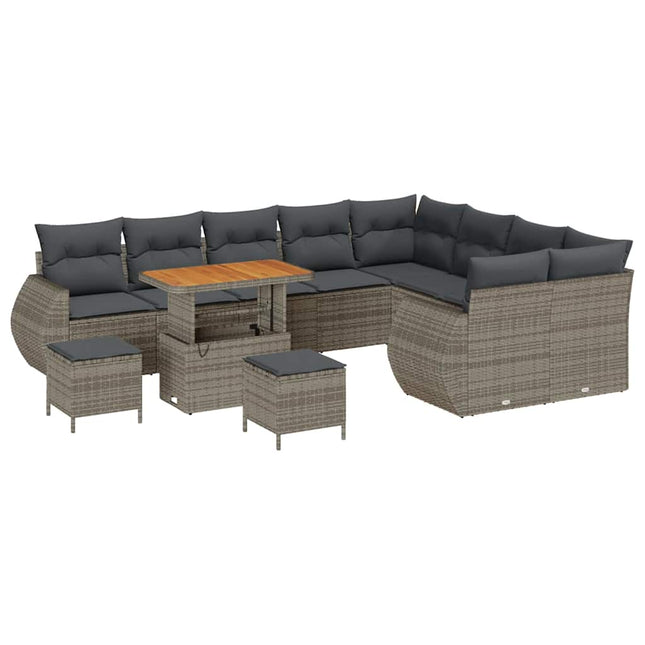 Havesofa Sæt 12 pcs Grå polyrattan
