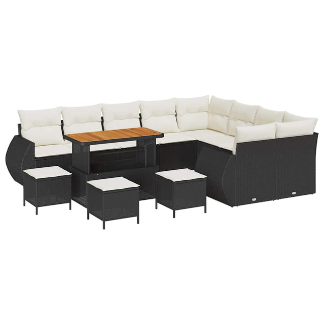 Havesofa Sæt 13 pcs Sort polyrattan