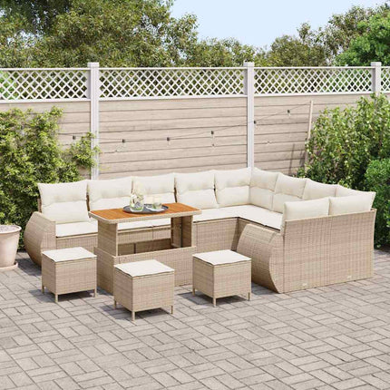 Havesofa Sæt 13 pcs Beige polyrattan