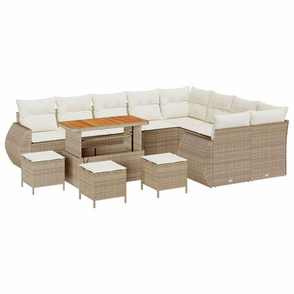 Havesofa Sæt 13 pcs Beige polyrattan