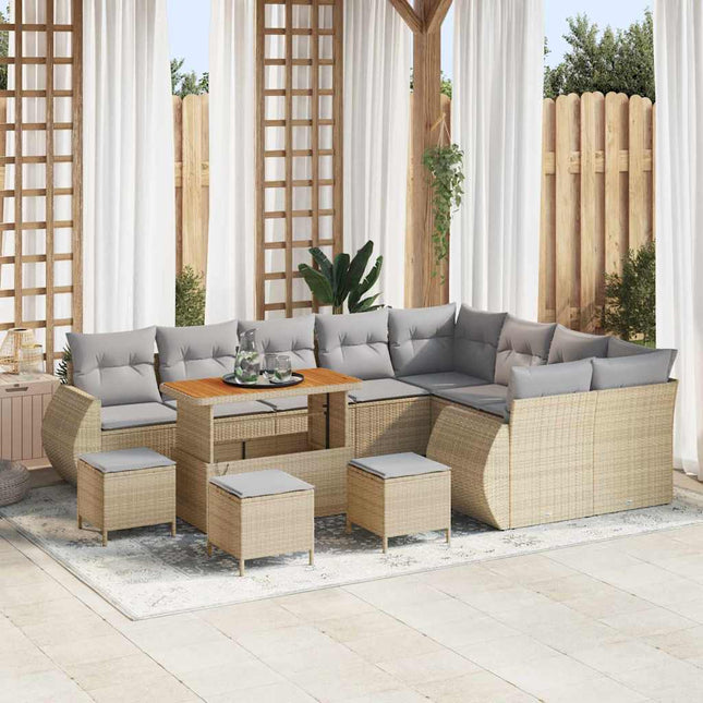 Havesofa Sæt 13 pcs Beige polyrattan