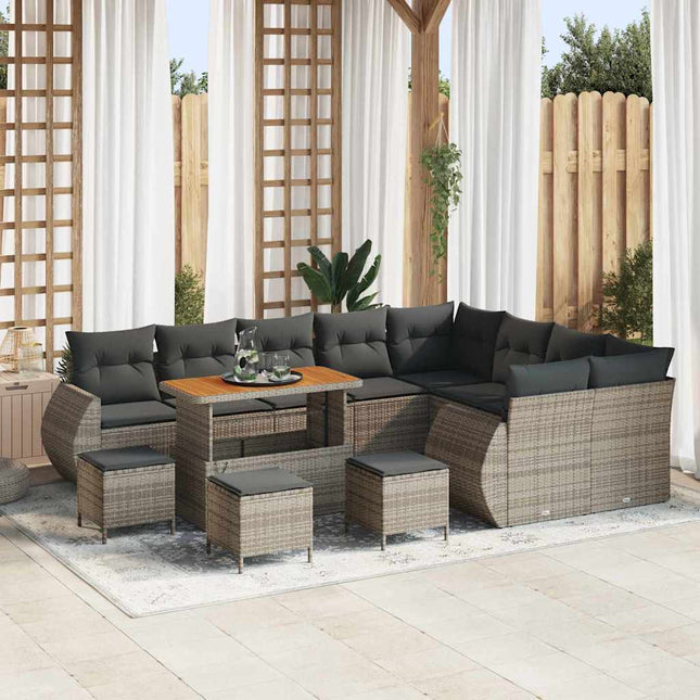 Havesofa Sæt 13 pcs Grå polyrattan