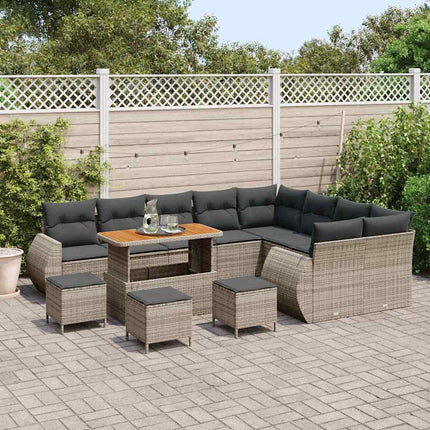 Havesofa Sæt 13 pcs Grå polyrattan