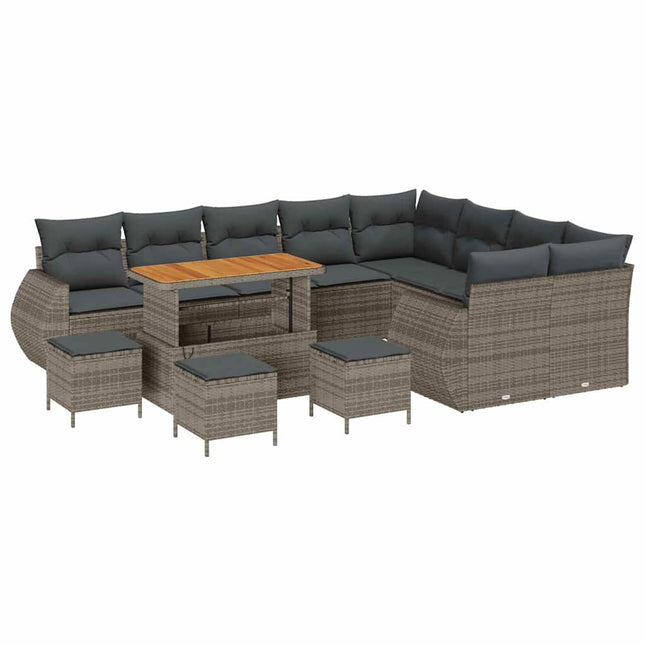 Havesofa Sæt 13 pcs Grå polyrattan