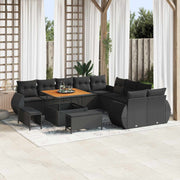 Havesofa Sæt 13 pcs Sort polyrattan