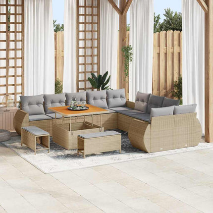 Havesofa Sæt 13 stk. Beige polyrattan