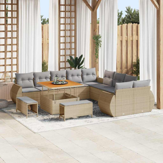 Havesofa Sæt 13 pcs Beige polyrattan