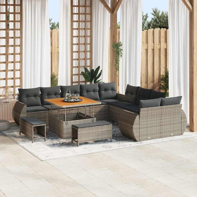 Havesofa Sæt 13 pcs Grå polyrattan