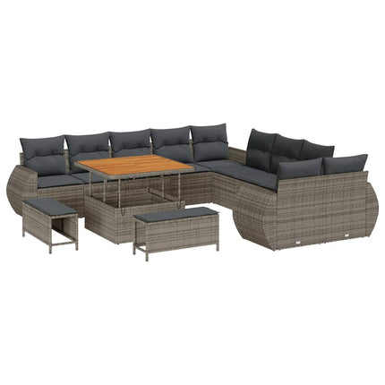Havesofa Sæt 13 pcs Grå polyrattan