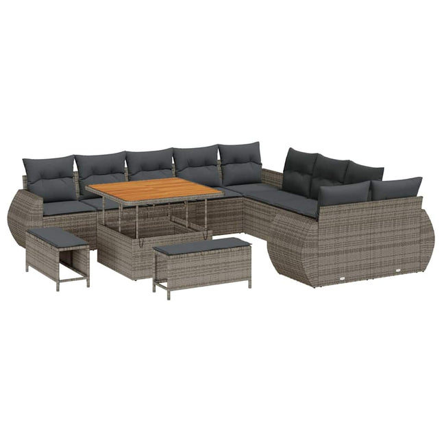 Havesofa Sæt 13 pcs Grå polyrattan
