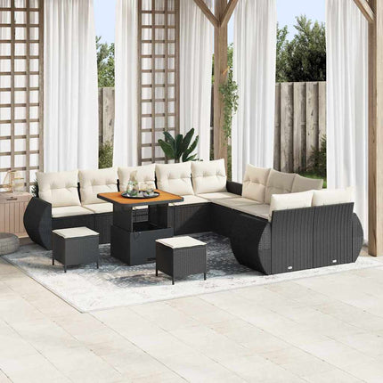 Havesofa Sæt 13 stk. Sort polyrattan