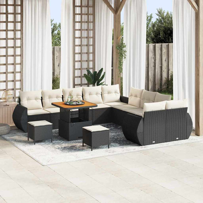 Havesofa Sæt 13 pcs Sort polyrattan