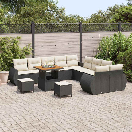 Havesofa Sæt 13 stk. Sort polyrattan