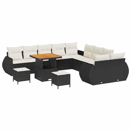 Havesofa Sæt 13 stk. Sort polyrattan