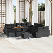Havesofa Sæt 13 pcs Sort polyrattan