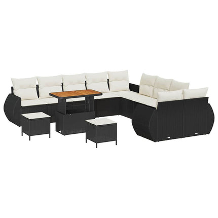 Havesofa Sæt 13 pcs Sort polyrattan