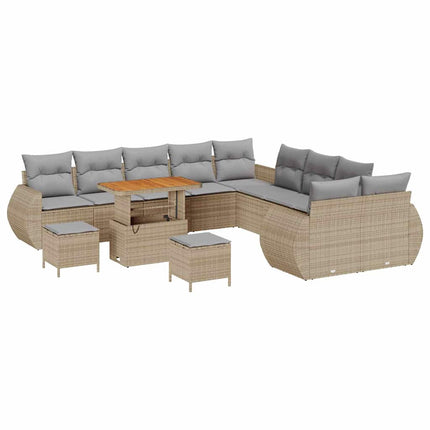 Havesofa Sæt 13 pcs Beige polyrattan