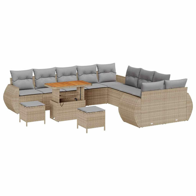 Havesofa Sæt 13 pcs Beige polyrattan