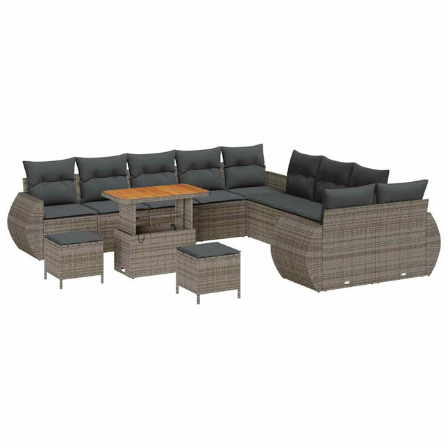 Havesofa Sæt 13 pcs Grå polyrattan