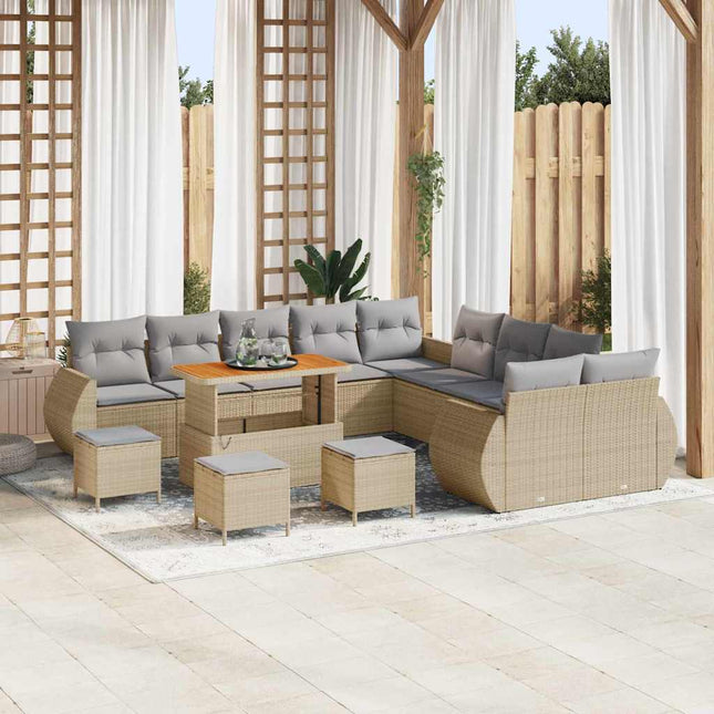 Havesofa Sæt 14 pcs Beige polyrattan