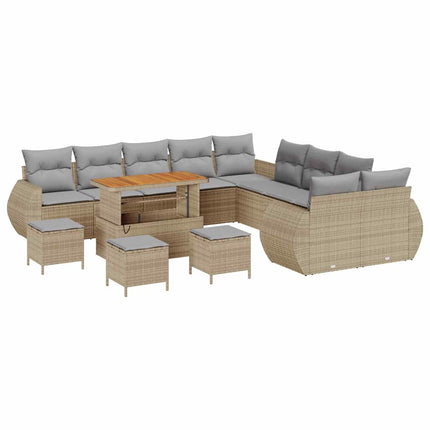Havesofa Sæt 14 pcs Beige polyrattan