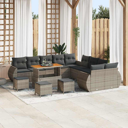 Havesofa Sæt 14 pcs Grå polyrattan