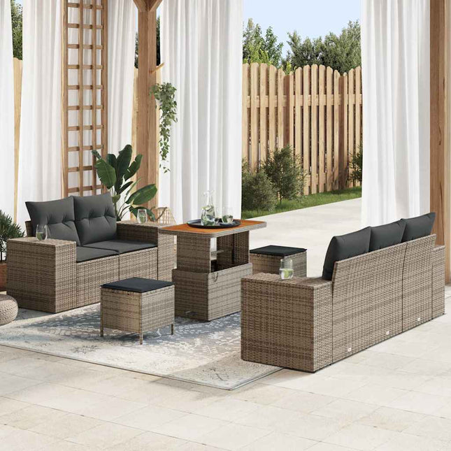 Havesofa Sæt 8 pcs Grå polyrattan