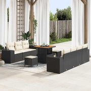 Havesofa Sæt 10 pcs Sort polyrattan