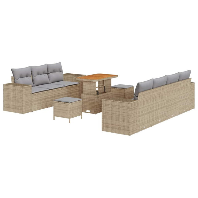 Havesofa Sæt 10 pcs Beige polyrattan