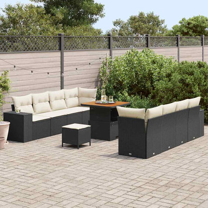 Havesofa Sæt 11 stk. Sort polyrattan
