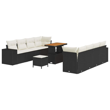 Havesofa Sæt 11 stk. Sort polyrattan