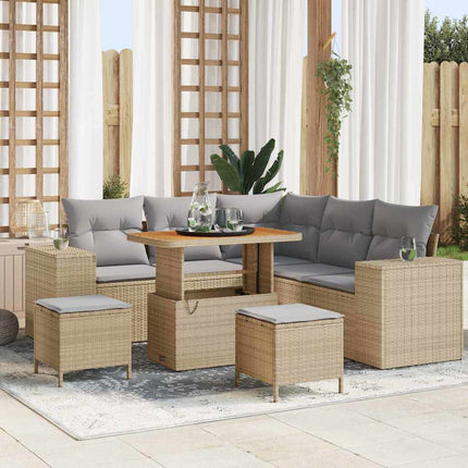 Havesofa Sæt 8 stk. Beige polyrattan